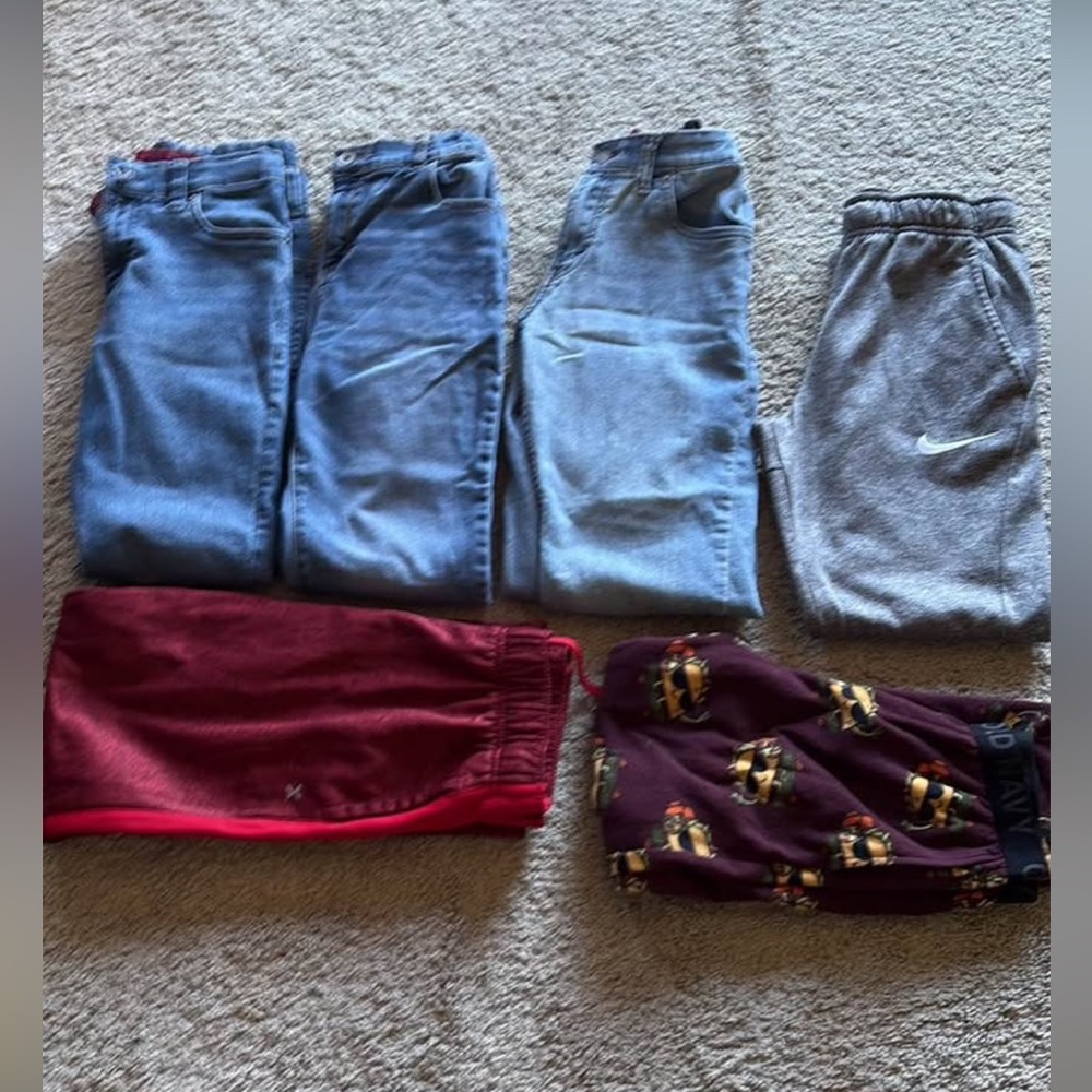 Boys Clothing Bundle/Lot- 6= Jeans, Athletic & PJ Pants: Sz L/12-14 FIRM EUC